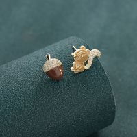 1 Pair Cute Sweet Animal Plating Copper 14k Gold Plated Ear Studs main image 1