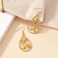 1 Pair Casual Retro Tropical Geometric Coconut Tree Starfish Plating Alloy Gold Plated Drop Earrings main image 8