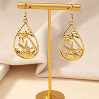 1 Pair Casual Retro Tropical Geometric Coconut Tree Starfish Plating Alloy Gold Plated Drop Earrings main image 6