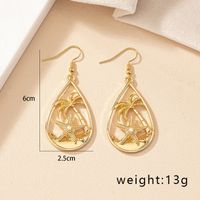 1 Pair Casual Retro Tropical Geometric Coconut Tree Starfish Plating Alloy Gold Plated Drop Earrings main image 9
