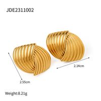 1 Pair Vintage Style Stripe Plating Stainless Steel 18k Gold Plated Ear Studs main image 2