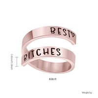 Hip-hop Letter Stainless Steel Plating Rose Gold Plated Open Rings main image 7
