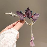Women's Chinoiserie Elegant Retro Butterfly Synthetics Metal Plating Hair Clip sku image 2