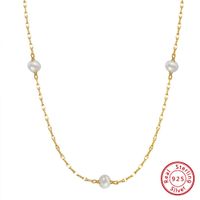 Simple Style Korean Style Geometric Sterling Silver Plating 14k Gold Plated Necklace sku image 1