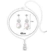 Boda Nupcial Brillante Geométrico Aleación Embutido Diamantes De Imitación Plateado Mujeres Aretes Collar sku image 4