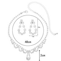 Boda Nupcial Brillante Geométrico Aleación Embutido Diamantes De Imitación Plateado Mujeres Aretes Collar sku image 3