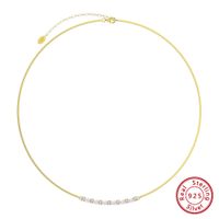 Simple Style Korean Style Geometric Sterling Silver Plating Inlay Zircon 14k Gold Plated Necklace sku image 1