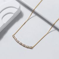 Simple Style Korean Style Geometric Sterling Silver Plating Inlay Zircon 14k Gold Plated Necklace main image 4