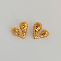 1 Pair Simple Style Commute Heart Shape Plating Titanium Steel Gold Plated Ear Studs main image 5