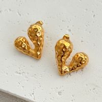 1 Pair Simple Style Commute Heart Shape Plating Titanium Steel Gold Plated Ear Studs main image 4