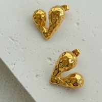 1 Pair Simple Style Commute Heart Shape Plating Titanium Steel Gold Plated Ear Studs main image 2