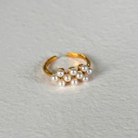 Simple Style Classic Style Round Titanium Steel Inlay Pearl Rings sku image 3