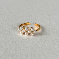 Simple Style Classic Style Round Titanium Steel Inlay Pearl Rings main image 2
