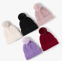 Women's Basic Lady Simple Style Solid Color Pom Poms Eaveless Wool Cap main image 7