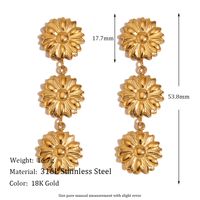 1 Pair Vintage Style Simple Style Classic Style Flower Plating Stainless Steel 18k Gold Plated Drop Earrings main image 2