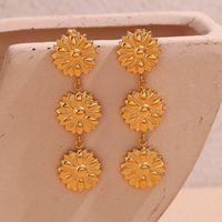 1 Pair Vintage Style Simple Style Classic Style Flower Plating Stainless Steel 18k Gold Plated Drop Earrings main image 4