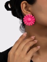 1 Pair Simple Style Flower Spray Paint Alloy Ear Studs main image 7