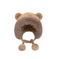 Women's Cute Bear Pom Poms Ear Warap Wool Cap main image 5