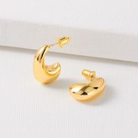 1 Pair Simple Style Commute Solid Color Plating Copper Gold Plated Ear Studs sku image 1