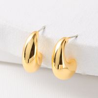 1 Paire Style Simple Commuer Couleur Unie Placage Le Cuivre Plaqué Or Boucles D'oreilles main image 6