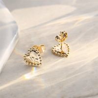 1 Pair Casual Elegant Letter Heart Shape Plating Copper 14k Gold Plated Ear Studs main image 6