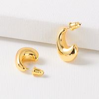 1 Pair Simple Style Commute Solid Color Plating Copper Gold Plated Ear Studs main image 3