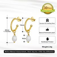 1 Pair Elegant Geometric Plating Freshwater Pearl Sterling Silver Drop Earrings main image 2