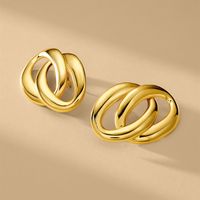 1 Piece Casual Retro Simple Style Geometric Plating Alloy 14k Gold Plated Ear Studs sku image 3