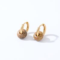 1 Pair Retro Simple Style Round Plating 304 Stainless Steel Natural Stone K Gold Plated Hoop Earrings main image 8