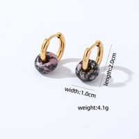 1 Pair Retro Simple Style Round Plating 304 Stainless Steel Natural Stone K Gold Plated Hoop Earrings sku image 9