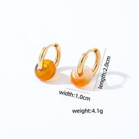 1 Pair Retro Simple Style Round Plating 304 Stainless Steel Natural Stone K Gold Plated Hoop Earrings sku image 3