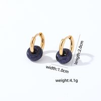 1 Paar Retro Einfacher Stil Runden Überzug Edelstahl 304 Ein Naturstein K Vergoldet Reif Ohrringe sku image 1