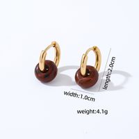 1 Pair Retro Simple Style Round Plating 304 Stainless Steel Natural Stone K Gold Plated Hoop Earrings sku image 5