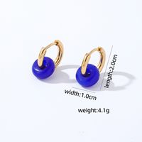1 Pair Retro Simple Style Round Plating 304 Stainless Steel Natural Stone K Gold Plated Hoop Earrings sku image 6