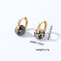 1 Pair Retro Simple Style Round Plating 304 Stainless Steel Natural Stone K Gold Plated Hoop Earrings sku image 7