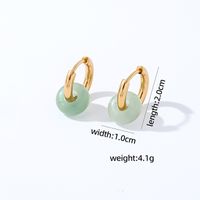 1 Pair Retro Simple Style Round Plating 304 Stainless Steel Natural Stone K Gold Plated Hoop Earrings sku image 8