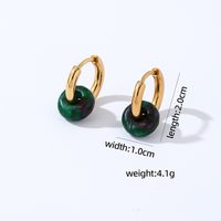 1 Pair Retro Simple Style Round Plating 304 Stainless Steel Natural Stone K Gold Plated Hoop Earrings sku image 11