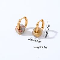1 Pair Retro Simple Style Round Plating 304 Stainless Steel Natural Stone K Gold Plated Hoop Earrings sku image 12