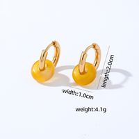 1 Pair Retro Simple Style Round Plating 304 Stainless Steel Natural Stone K Gold Plated Hoop Earrings sku image 13