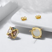1 Pair Modern Style Simple Style Geometric Plating Sterling Silver 14k Gold Plated Ear Studs main image 4