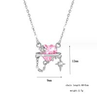 Elegant Lady Commute Heart Shape Sterling Silver Inlay Zircon White Gold Plated Pendant Necklace main image 2