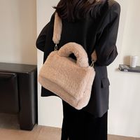 Women's Plush Solid Color Cute Basic Sewing Thread Square Flip Cover Square Bag main image 5