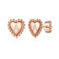 1 Pair Casual Elegant Letter Heart Shape Plating Copper 14k Gold Plated Ear Studs main image 3