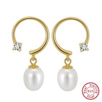 1 Pair Elegant Simple Style Geometric Polishing Plating Sterling Silver 14k Gold Plated Drop Earrings sku image 1