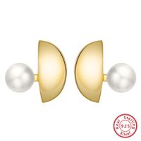 1 Pair Modern Style Simple Style Streetwear Geometric Polishing Plating Sterling Silver 14k Gold Plated Ear Studs sku image 1