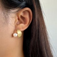 1 Pair Modern Style Simple Style Streetwear Geometric Polishing Plating Sterling Silver 14k Gold Plated Ear Studs main image 4