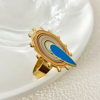 304 Stainless Steel 14K Gold Plated Elegant Lady Simple Style Enamel Plating Water Droplets Open Rings main image 5