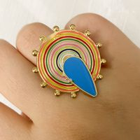 304 Stainless Steel 14K Gold Plated Elegant Lady Simple Style Enamel Plating Water Droplets Open Rings main image 1