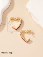 1 Pair Simple Style Heart Shape Plating Inlay Alloy Glass Gold Plated Ear Studs main image 10