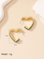 1 Pair Simple Style Heart Shape Plating Inlay Alloy Glass Gold Plated Ear Studs main image 11